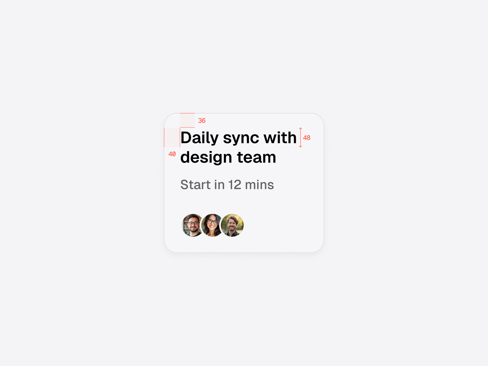 The card top padding is adjusted to 36px to account for title line height